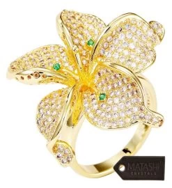 Matashi Flower Ring For Women Cubic Zirconium Gold-plated W Crystals -Gift Promotion Store mk016797x 2