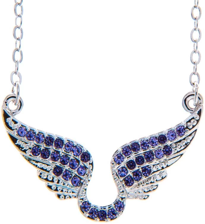 Matashi Rhodium Plated Necklace W/ Angel Wing 3 Matashi Rhodium Plated Necklace W/ Angel Wing