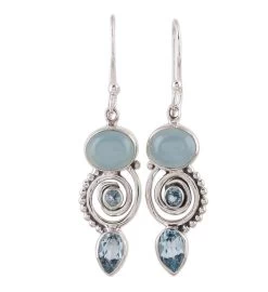 Novica Sentimental Journey Blue Topaz And Chalcedony Dangle Earrings -Gift Promotion Store mk016966x 2