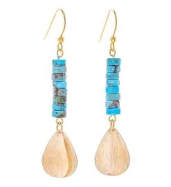 Novica Sea Gold Brass And Reconstituted Turquoise Dangle Earrings -Gift Promotion Store mk016970x 2
