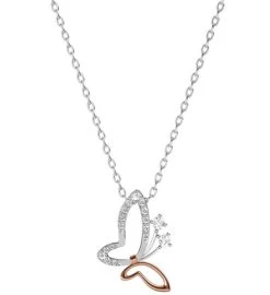 Matashi White Gold, Rose Gold Plated Butterfly Pendant Necklace W/ Crystals -Gift Promotion Store mk016982x 2