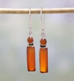 Novica Radiant Allure Carnelian Dangle Earrings -Gift Promotion Store mk016985alt view2c