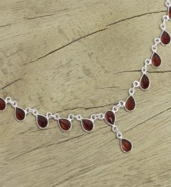 Novica Scarlet Droplets Garnet Waterfall Necklace -Gift Promotion Store mk016987alt view2c