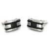 Men's Stainless Steel Black Inlay And Black Racing Striped Cuff Links 1 Men's Stainless Steel Black Inlay And Black Racing Striped Cuff Links -Gift Promotion Store mk017002x