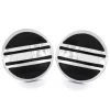 Men's Striped Black And Polished Round Cuff Links -Gift Promotion Store mk017003x