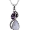 Novica Two Teardrops Amethyst And Rainbow Moonstone Pendant Necklace -Gift Promotion Store mk017008x