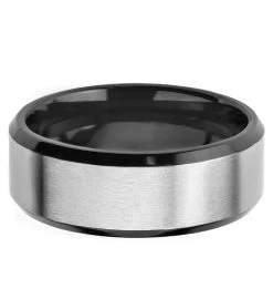 Men's Two-tone Titanium Brushed Finish Ring -Gift Promotion Store mk017023alt view2c