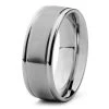 Men's Brushed Stainless Steel And Polished Grooved Ring (8mm) -Gift Promotion Store mk017040x