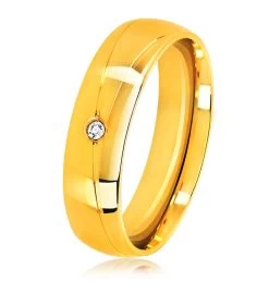 Men's Polished Crystal Gold Plated Stainless Steel Ring (6mm) 9 Men's Polished Crystal Gold Plated Stainless Steel Ring (6mm) -Gift Promotion Store mk017059x 2