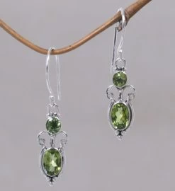 Novica Crown Princess Peridot Dangle Earrings -Gift Promotion Store mk017067alt view2c