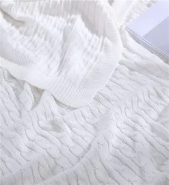 Oak 100% Cotton Cable Knitted 50" X 70" Throw -Gift Promotion Store mk017069alt view2c