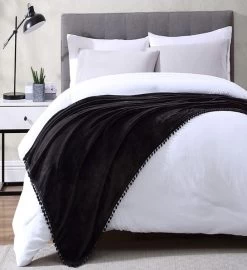 Walnut Flannel Pompom 50" X 70" Throw -Gift Promotion Store mk017070alt viewc