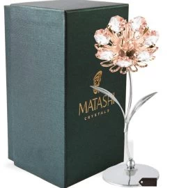 Chrome And Rose Plated Crystal Sunflower Figurine Ornament By Matashi 10 Chrome And Rose Plated Crystal Sunflower Figurine Ornament By Matashi -Gift Promotion Store mk017157alt viewc