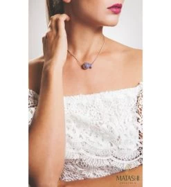 Rhodium Plated Necklace W/ Fish W/ 16" Chain & Crystal By Matashi -Gift Promotion Store mk017350alt view2c