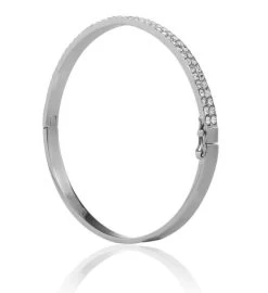 Matashi 18k White Gold Plated Cuff Bangle Bracelet W/ Sparkling Crystal -Gift Promotion Store mk017357alt view2c