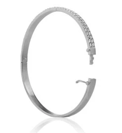 Matashi 18k White Gold Plated Cuff Bangle Bracelet W/ Sparkling Crystal -Gift Promotion Store mk017357alt view3c