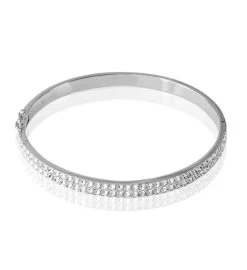 Matashi 18k White Gold Plated Cuff Bangle Bracelet W/ Sparkling Crystal -Gift Promotion Store mk017357alt viewc