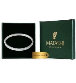Matashi 18k White Gold Plated Cuff Bangle Bracelet W/ Sparkling Crystal -Gift Promotion Store mk017357x 1