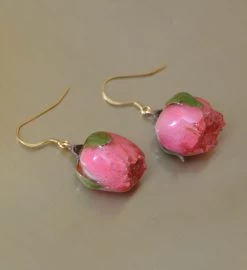 Real Rose Bud Earrings -Gift Promotion Store mk017368alt viewc