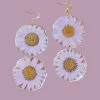 Pressed Purple Daisy Flower Earrings -Gift Promotion Store mk017369x