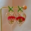 Pressed Rose Flower Heart Earrings -Gift Promotion Store mk017479x