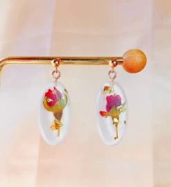 Dried Rose Resin Earrings -Gift Promotion Store mk017484x 1