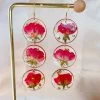 Pressed Rose Flower Dangle Earrings -Gift Promotion Store mk017486x 2