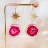 Pressed Red Rose Sun Dangle Earrings -Gift Promotion Store mk017490x