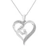 Silver Diamond Heart And Mother 18" Pendant Necklace -Gift Promotion Store mk017562x