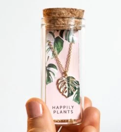 Variegated Monstera Albo Necklace 18k Gold -Gift Promotion Store mk017733alt view2c