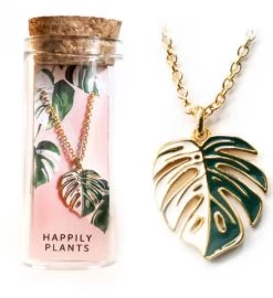 Variegated Monstera Albo Necklace 18k Gold -Gift Promotion Store mk017733x 2