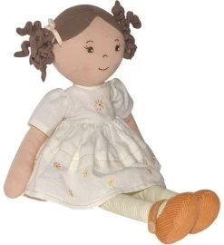 Cecilia - Dark Brown Hair In Cream Linen Dress With Display Box -Gift Promotion Store mk017988alt viewc