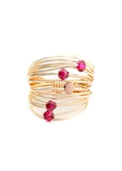 Marcia Wire Wrap Ring W/ Ruby Swarovski Crystals -Gift Promotion Store mk018221alt view2c