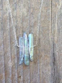 3 Mystic Grey Qtz Crystal Pendant Necklace -Gift Promotion Store mk018299alt viewc