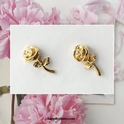 18k Gold Peony Flower Earring Set -Gift Promotion Store mk018331alt view3c
