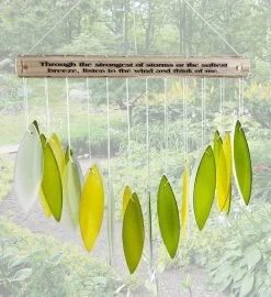 Memorial Stained Glass Green & Gold Wind Chime Sun Catcher -Gift Promotion Store mk018398alt view3c