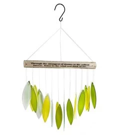 Memorial Stained Glass Green & Gold Wind Chime Sun Catcher -Gift Promotion Store mk018398alt viewc