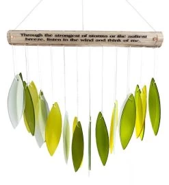 Memorial Stained Glass Green & Gold Wind Chime Sun Catcher -Gift Promotion Store mk018398x 1
