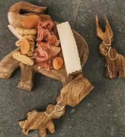 Mango Wood Cheese Knives Elephant Set Of 2 -Gift Promotion Store mk018450alt viewc