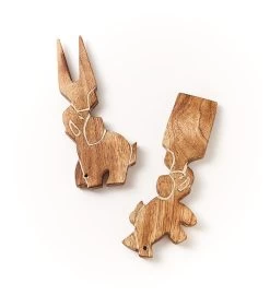 Mango Wood Cheese Knives Elephant Set Of 2 -Gift Promotion Store mk018450x 1