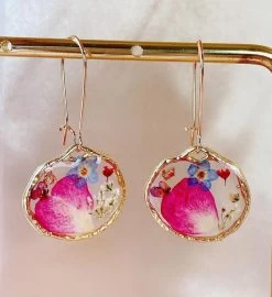 Collage Of Dried And Pressed Flowers Earrings