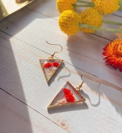 Dried And Pressed In Triangle Frame Flower Earrings -Gift Promotion Store mk018674alt viewc 1