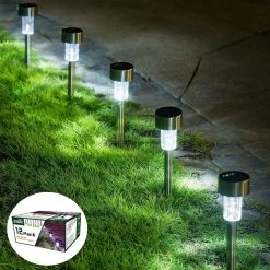12 Pks Stainless Steel Solar Outdoor Pathway Led Lights - Cool White -Gift Promotion Store mk018725x 2