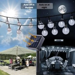 19.7" 40 Led Solar Water Droplet Crystal Ball Fairy String Light 8 Modes - -Gift Promotion Store mk018726alt view3c