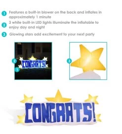 8' Inflatable Star Congrats Decoration Led Blow Up Outdoor Yard Lawn Decor -Gift Promotion Store mk018866alt view3c