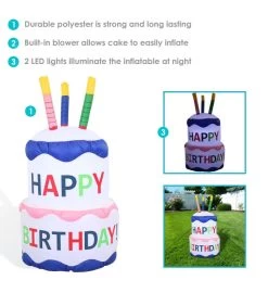 Large Inflatable Outdoor Decoration - Happy Birthday Cake -Gift Promotion Store mk018872alt view3c