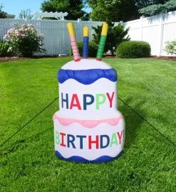 Large Inflatable Outdoor Decoration - Happy Birthday Cake -Gift Promotion Store mk018872alt viewc