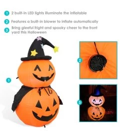 Large Inflatable Halloween Decoration - 4-foot Jack-o'-lantern Duo -Gift Promotion Store mk018877alt view3c