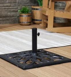 22" Square Patio Umbrella Base Stand Holder Cast Iron Imperial Black Finish -Gift Promotion Store mk019505alt viewc