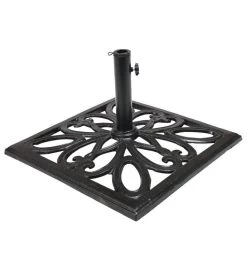 22" Square Patio Umbrella Base Stand Holder Cast Iron Imperial Black Finish